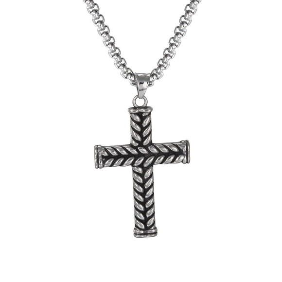 NEW Men’s Large Stainless Steel Cross Necklace - Picture 2 of 3